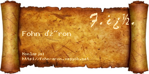 Fohn Áron névjegykártya